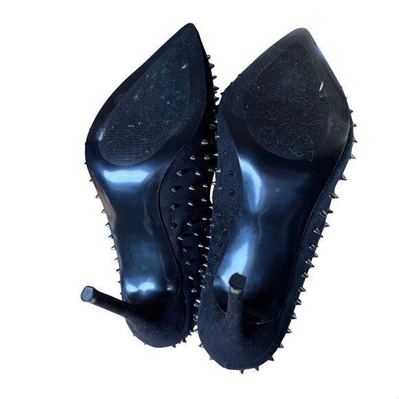Steve Madden Daisie Spiked Pointed Toe Black Suede Heels Pumps Size 7.5 - Picture 7 of 8